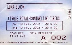 Ticket: Cirque Royal, Brussels